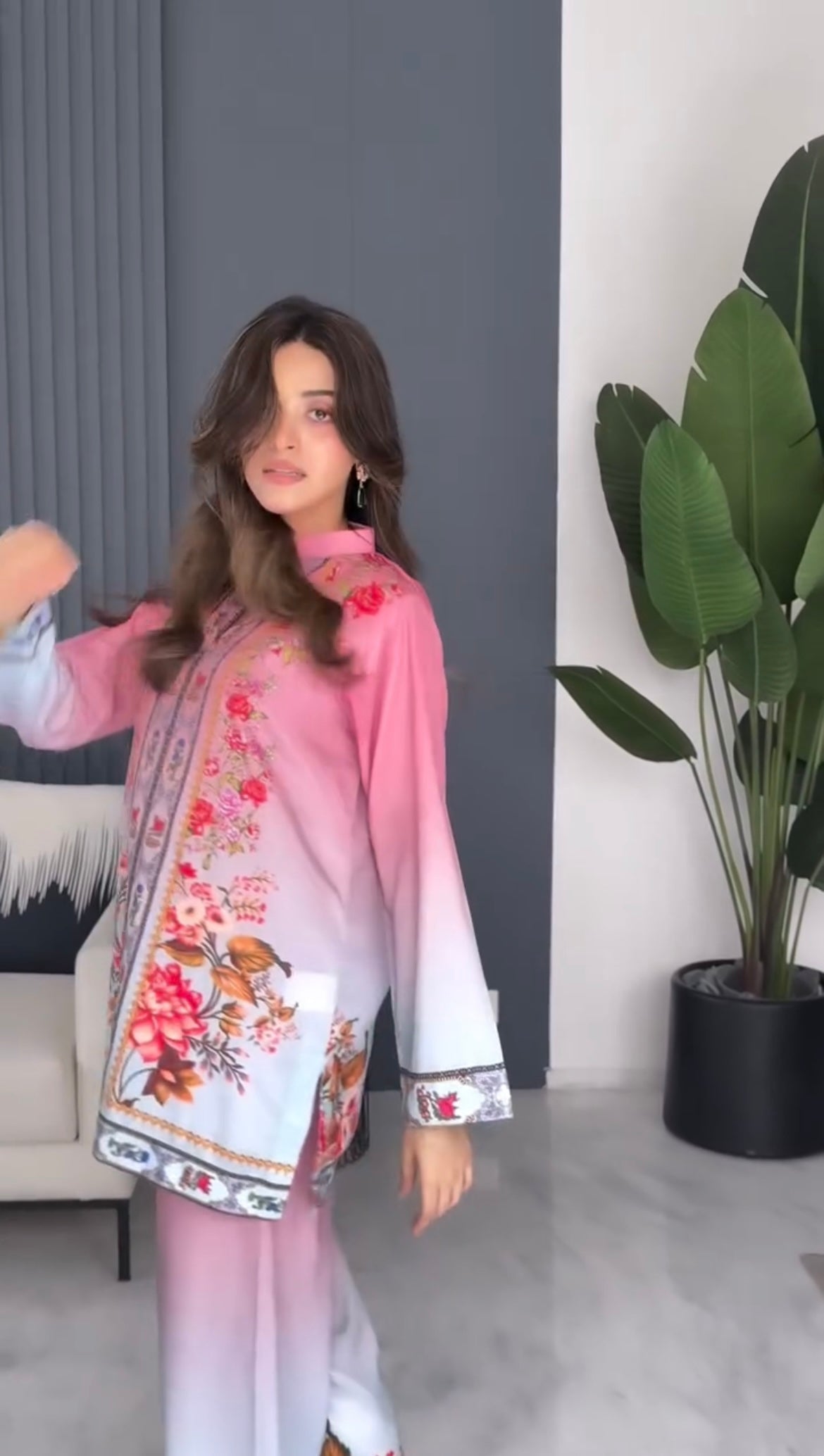 Blush Pink Floral Print Co-ord Set