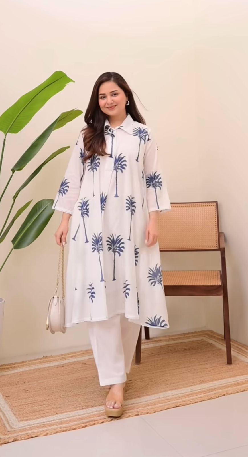 Flamezia Women's Pure Cotton Ethnic Kurta Set with Pants