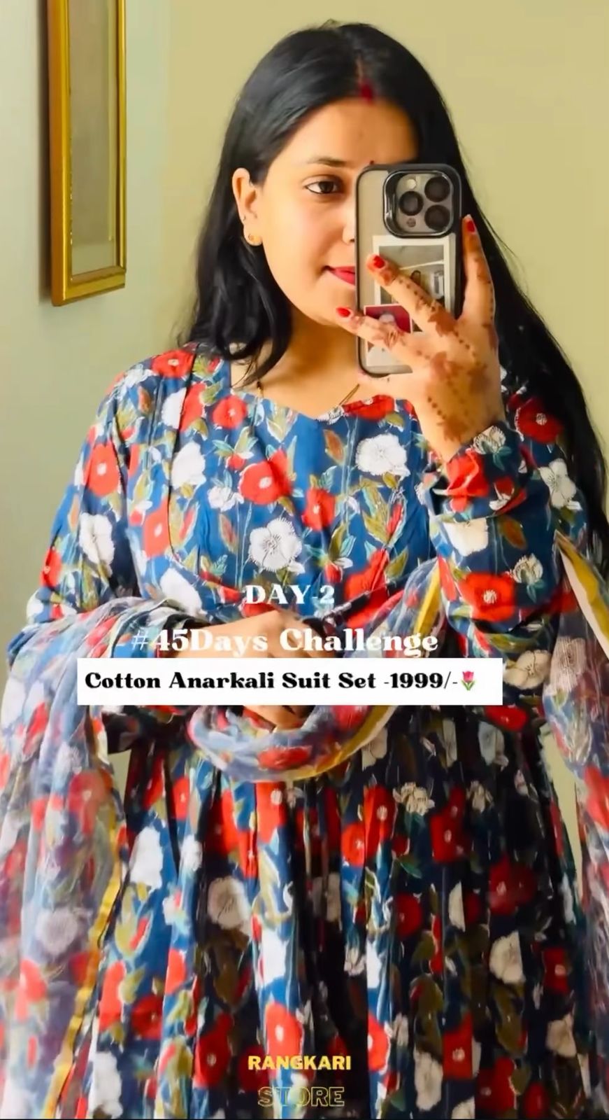 Women's Cotton Anarkali Printed Ethnic Set