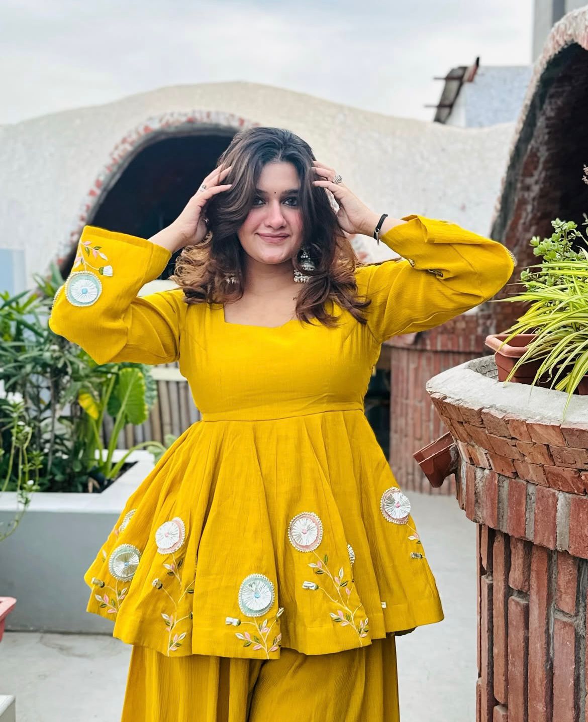 Cotton Solid Kurti and Palazzo