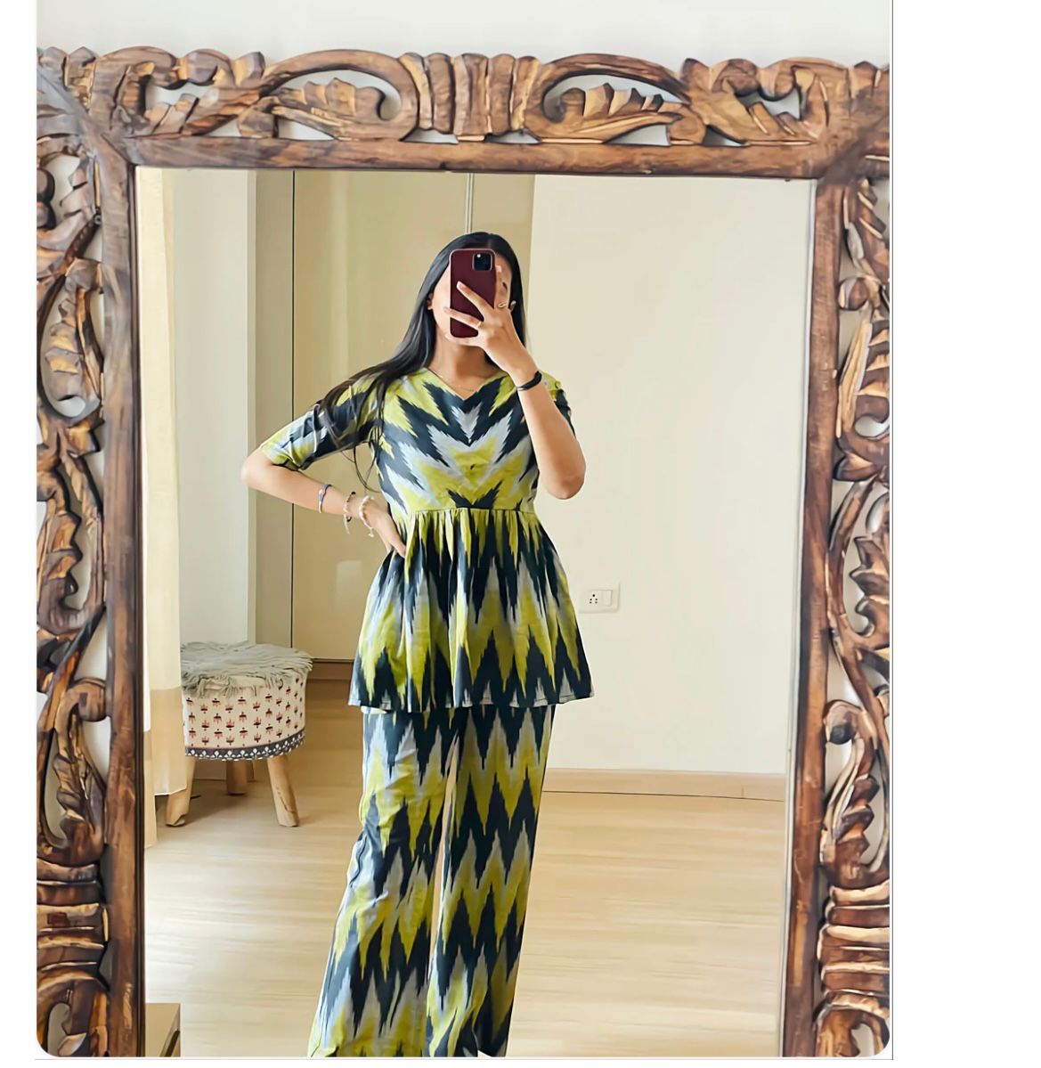 Women's Pure Cotton Printed Kurti With Pant