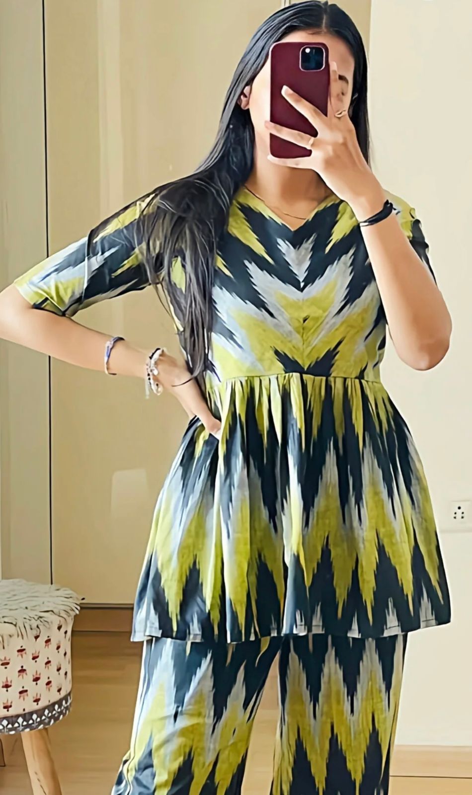 Women's Pure Cotton Printed Kurti With Pant